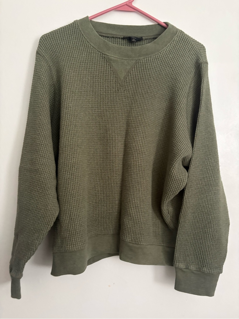 Jcrew Olive Waffle Knit Crewneck top-xl